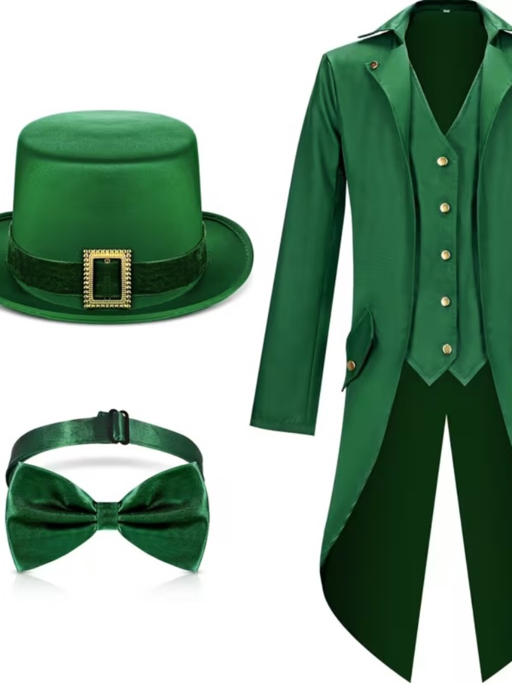 Leprechaun Costumes Gothic Vintage Steampunk Tailcoat with Hat Bow Tie Size L